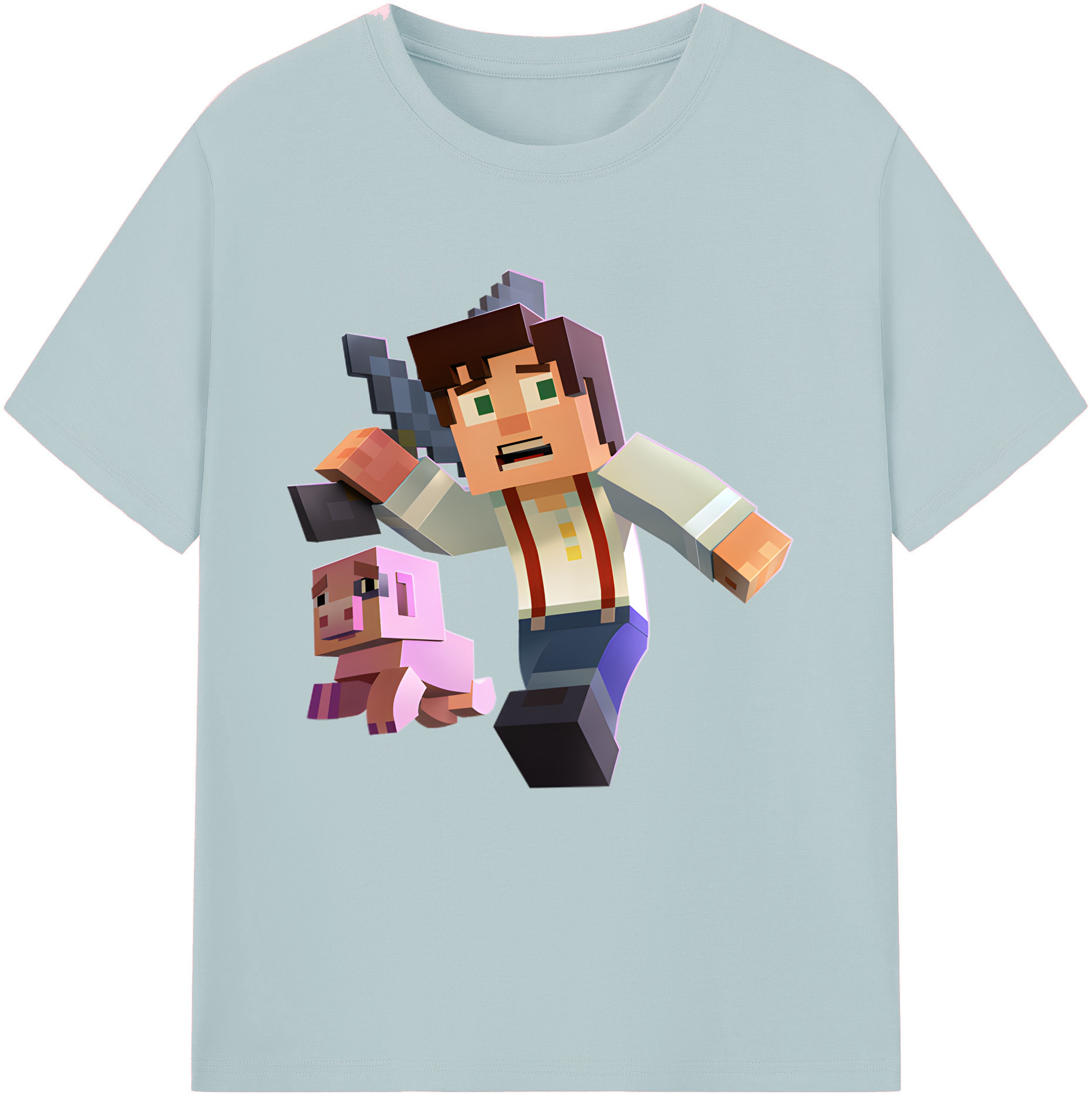 （画像用） マインクラフト ブロックの世界 Minecraft MC Block world 綿100％半袖Tシャツ（フロントプリント）